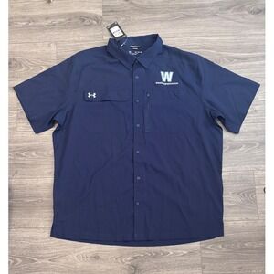 Under Armour Mens Button Down Shirt Waterboy Graphics Logo Navy‎ 2XL